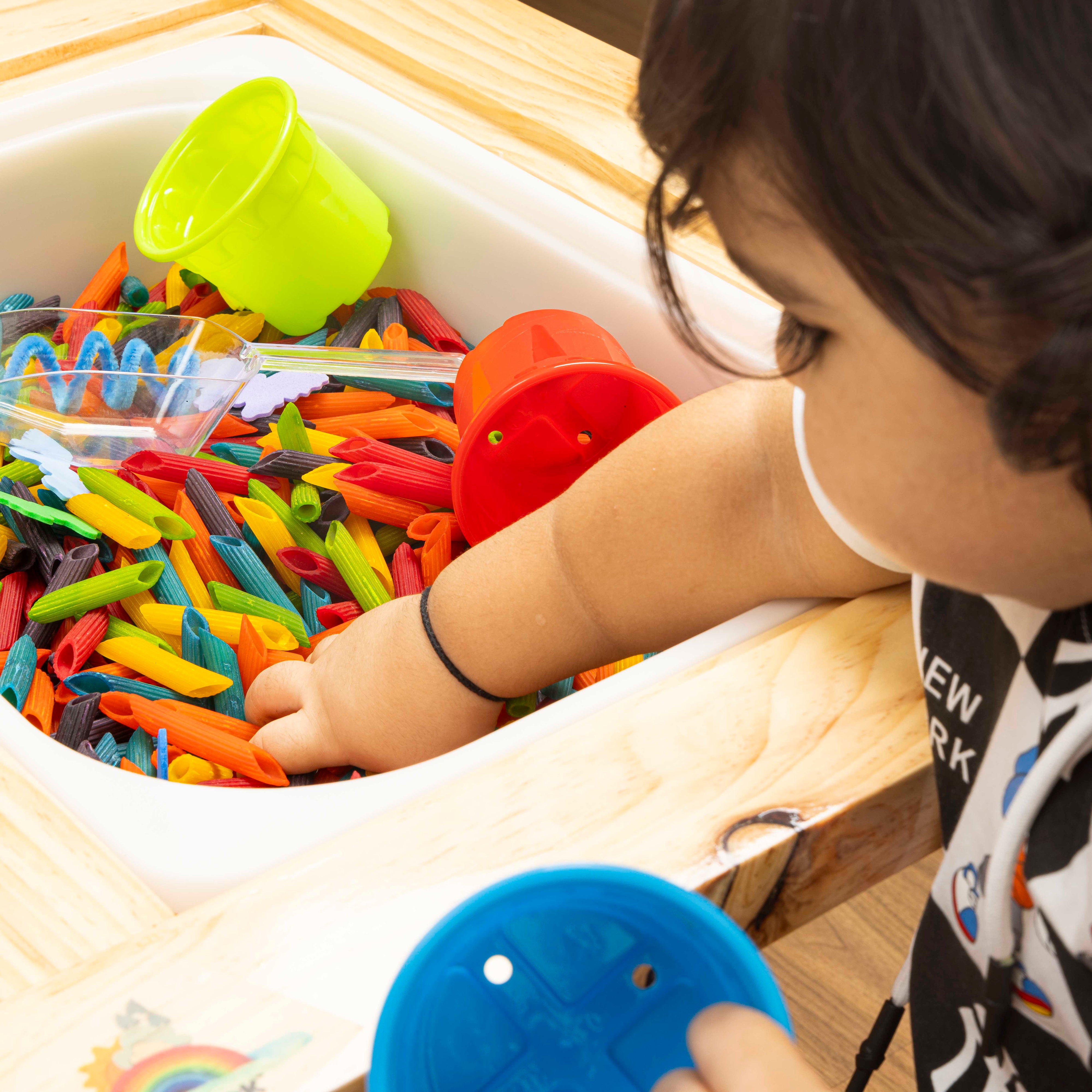 Rainbow Coloured Pasta for Sensory Play Early Learning Fun – THE
