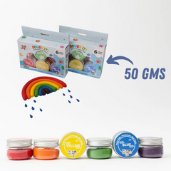 Rainbow Coloured Playdough I TCL I Taste safe, Non- Toxic, Non- Drying Clay Rainbow Playdough (6 shades)|  Gift for Kids 1 to 7 years | Organic Playdough